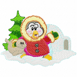 Pinguins Embroidery Design 1